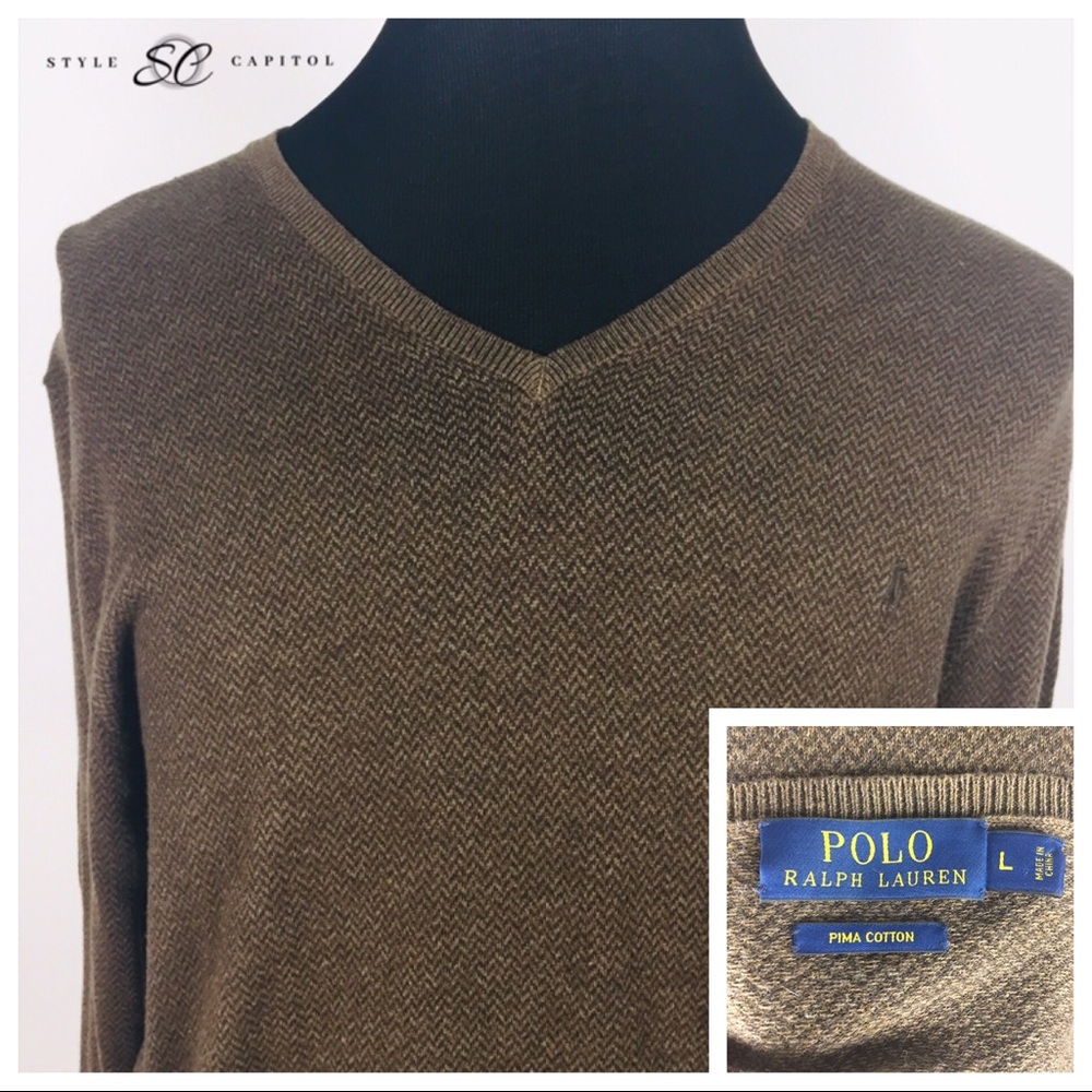 Polo Ralph Lauren Men's Brown Sweater LG Pima Cotn